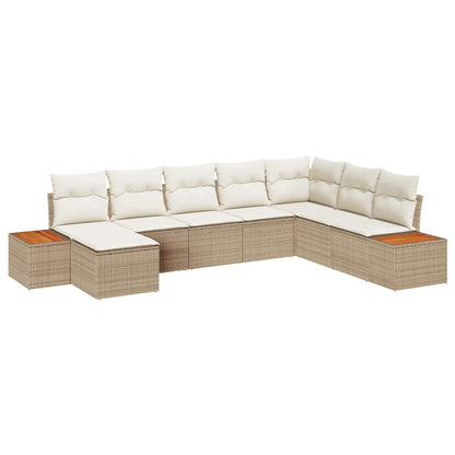 Gartensofa-set mit Kissen 9 pcs Beige und Creme Polyrattan