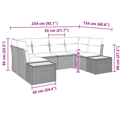 vidaXL Gartensofa-set mit Kissen mit Speicher 6 pcs Schwarz Polyrattan