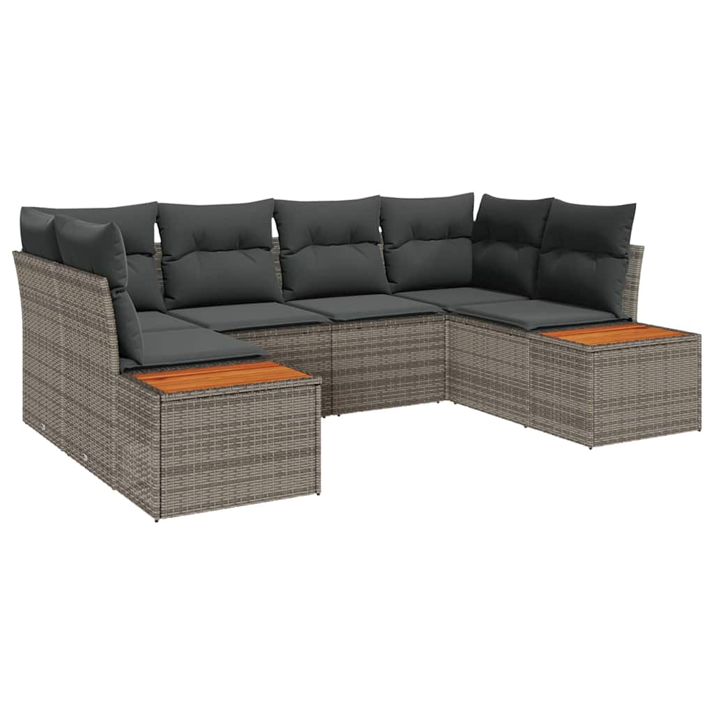 Gartensofa-set mit Kissen mit Speicher 6 pcs Grau Polyrattan