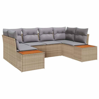 Gartensofa-set mit Kissen 6 pcs Beige und Hellgrau Polyrattan