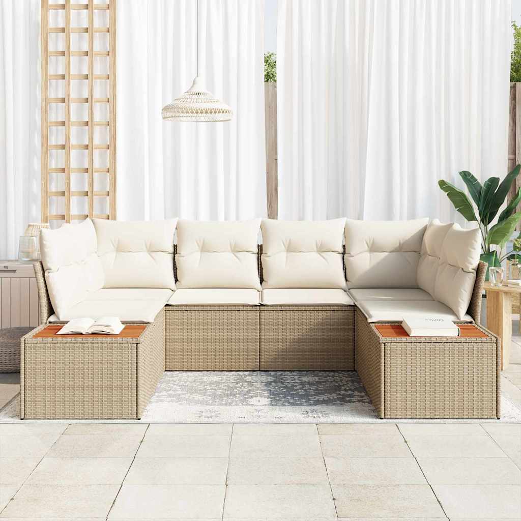 vidaXL Gartensofa-set mit Kissen 6 pcs Beige und Creme Polyrattan