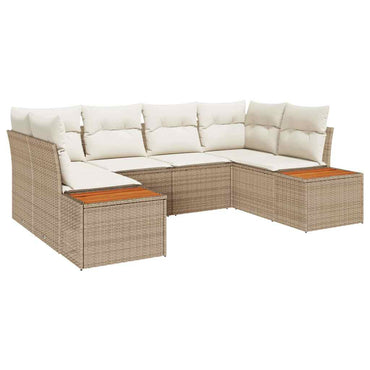 vidaXL Gartensofa-set mit Kissen 6 pcs Beige und Creme Polyrattan