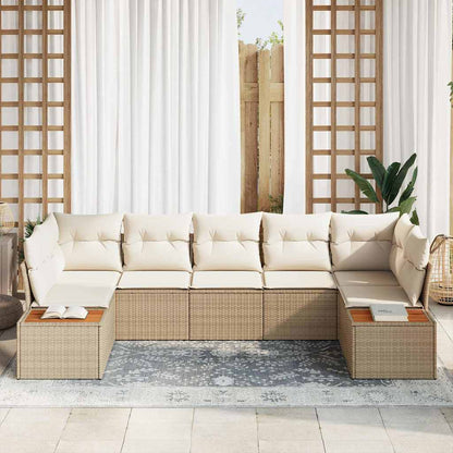 vidaXL Gartensofa-set mit Kissen 7 pcs Beige und Creme Polyrattan