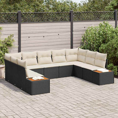 Gartensofa-set mit Kissen 5 pcs Schwarz und Creme Polyrattan