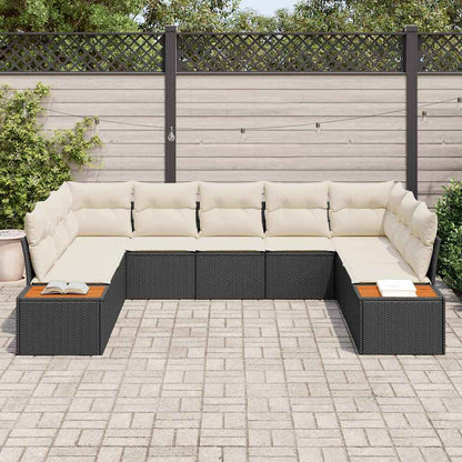 Gartensofa-set mit Kissen 5 pcs Schwarz und Creme Polyrattan