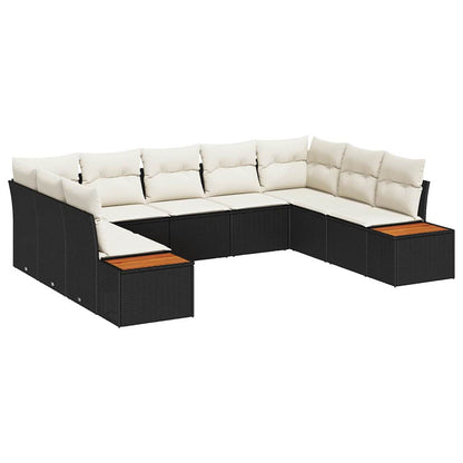 Gartensofa-set mit Kissen 5 pcs Schwarz und Creme Polyrattan