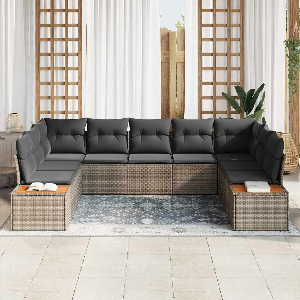 vidaXL Gartensofa-set mit Kissen mit Speicher 5 pcs Grau Polyrattan
