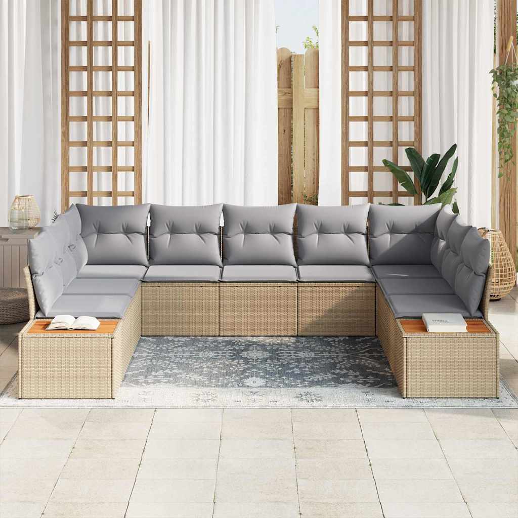 vidaXL Salon de jardin avec coussins 5 pcs Beige et gris clair Résine tressée