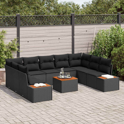 vidaXL Gartensofa-set mit Kissen mit Speicher 5 pcs Schwarz Polyrattan