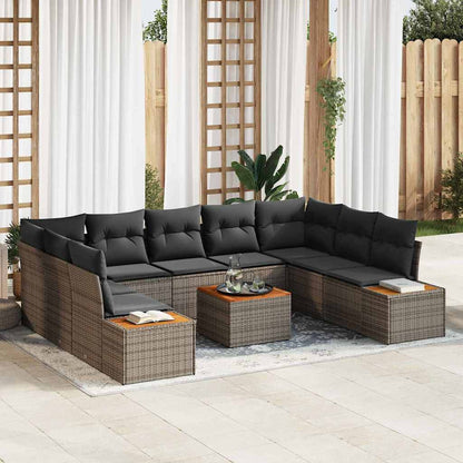 Gartensofa-set mit Kissen mit Speicher 5 pcs Grau Polyrattan