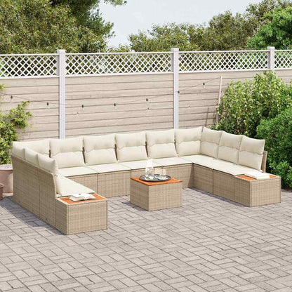 vidaXL Salon de jardin avec coussins 10 pcs Beige et crème Résine tressée