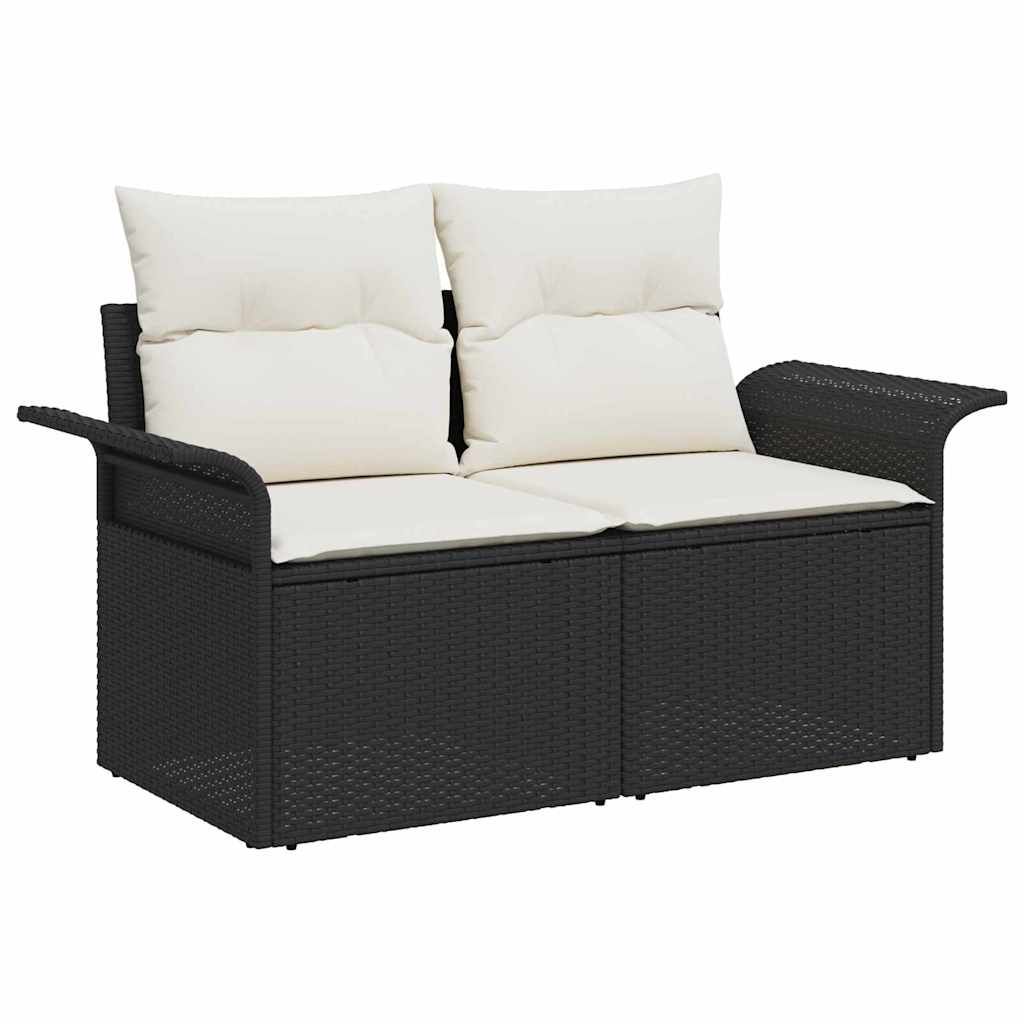Gartensofa-set mit Kissen 5 pcs Schwarz Poly Rattan