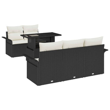 vidaXL Gartensofa-set mit Kissen 6 pcs Schwarz Poly Rattan