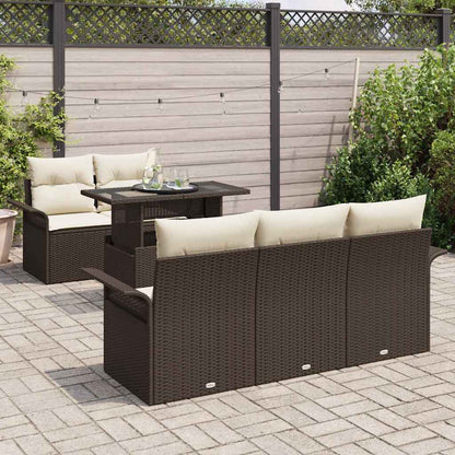 vidaXL Gartensofa-set mit Kissen mit Speicher 6 pcs Braun Poly Rattan