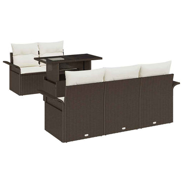 vidaXL Gartensofa-set mit Kissen mit Speicher 6 pcs Braun Poly Rattan