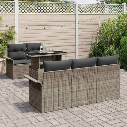 vidaXL Salon de jardin avec coussins et rangements 6 pcs Gris résine tressée