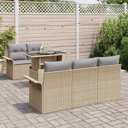vidaXL Ensemble de canapés de jardin avec coussins et rangements 6 pcs Rotin synthétique beige