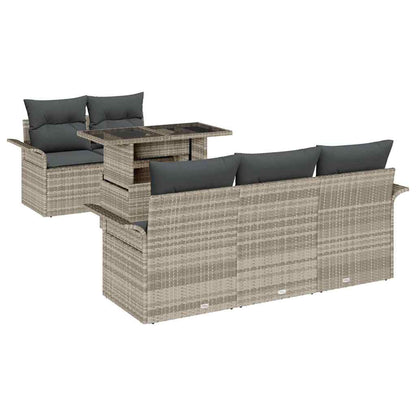 vidaXL Gartensofa-set mit Kissen 6 pcs Hellgrau Poly Rattan