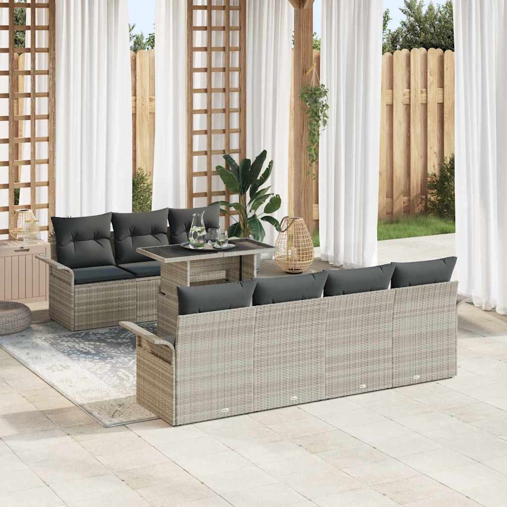 vidaXL Gartensofa-set mit Kissen 8 pcs Hellgrau Poly Rattan