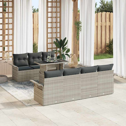 vidaXL Gartensofa-set mit Kissen 8 pcs Hellgrau Poly Rattan