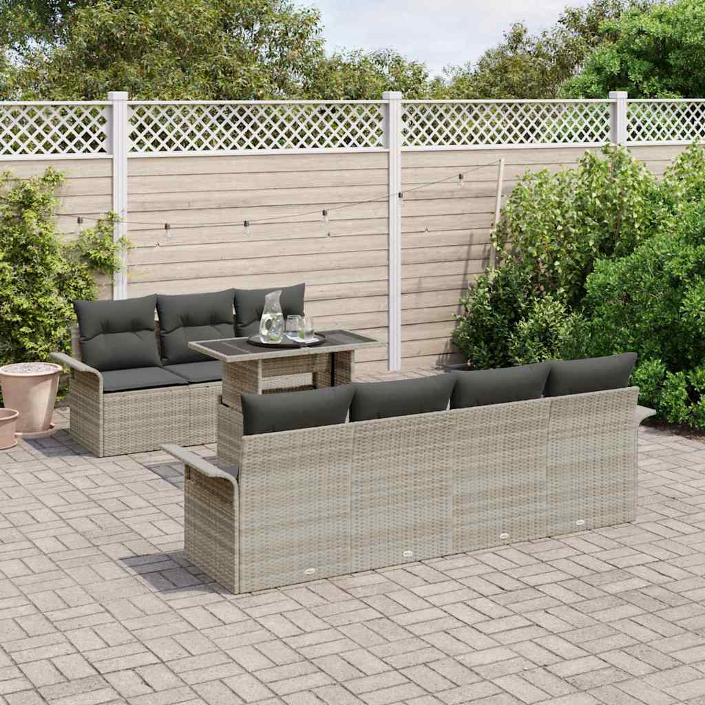 vidaXL Gartensofa-set mit Kissen 8 pcs Hellgrau Poly Rattan