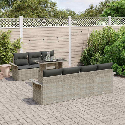 vidaXL Gartensofa-set mit Kissen 8 pcs Hellgrau Poly Rattan