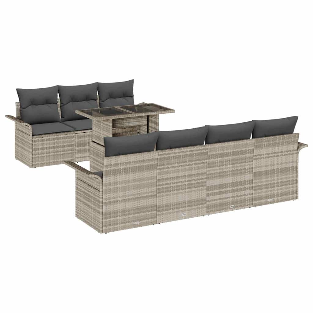 vidaXL Gartensofa-set mit Kissen 8 pcs Hellgrau Poly Rattan