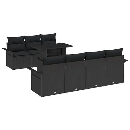vidaXL Gartensofa-set mit Kissen 8 pcs Schwarz Poly Rattan
