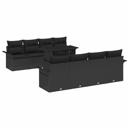 vidaXL Ensemble de canapés de jardin avec coussins 9 pcs Résine tressée Noir