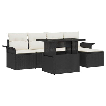 Garten-Sofa-Set mit Kissen 8 pcs Schwarz Poly Rattan