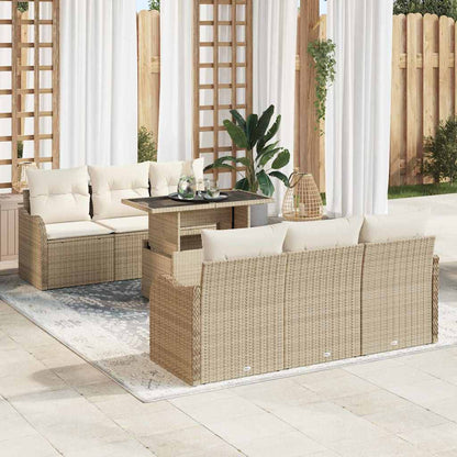 Garten-Sofa-Set 7 pcs Beige 100 x 55 x 73 cm Poly Rattan