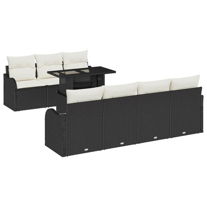 Gartensofa-set mit Kissen mit Kissen 8 pcs Schwarz Poly Rattan