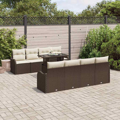 Garten-Sofa-Set mit Kissen mit Speicher 9 pcs Braun Poly Rattan
