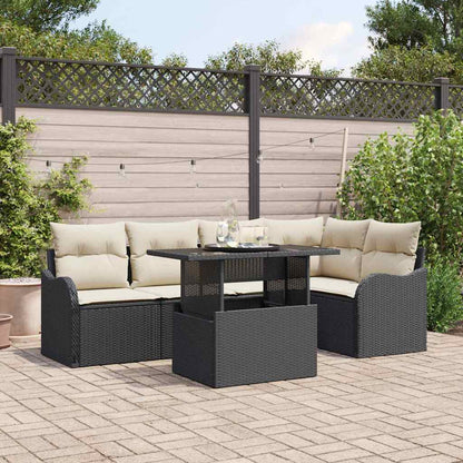 Gartensofa-set mit Kissen mit Kissen 6 pcs Schwarz Poly Rattan