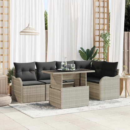 vidaXL Gartensofa-set mit Kissen mit Kissen 6 pcs Hellgrau Poly Rattan