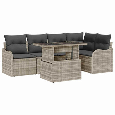 vidaXL Gartensofa-set mit Kissen mit Kissen 6 pcs Hellgrau Poly Rattan