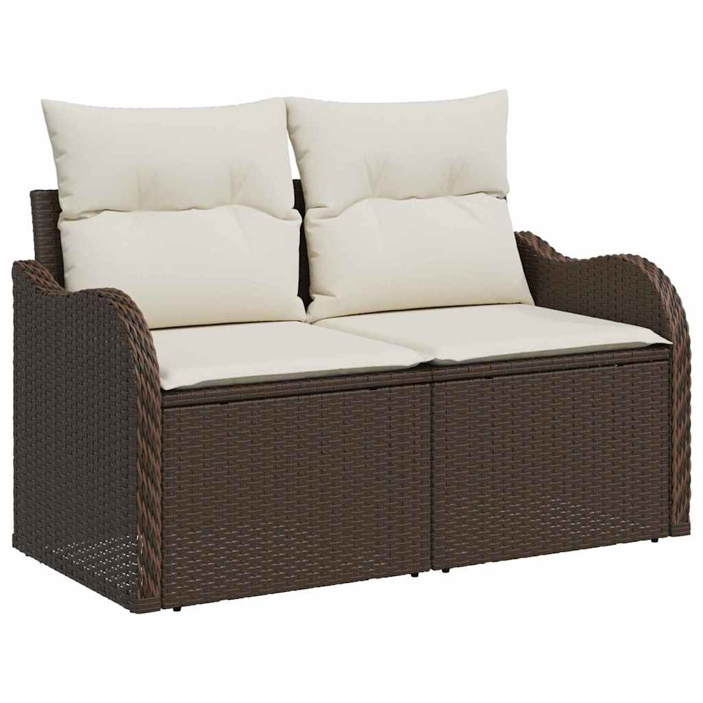 Garten-Sofa-Set mit Kissen mit Kissen 7 pcs Braun Poly Rattan