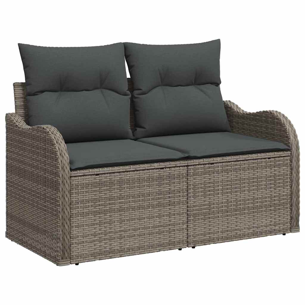 Gartensofa-set mit Kissen 8 pcs Grau Poly Rattan