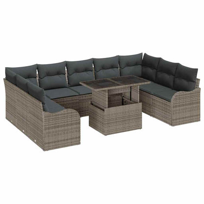 Gartensofa-set mit Kissen mit Kissen 10 pcs Grau Poly Rattan