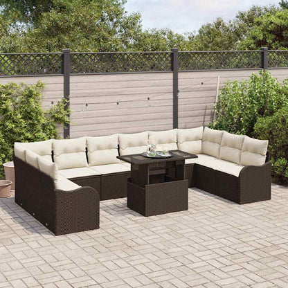 Garten-Sofa-Set mit Kissen mit Kissen 11 pcs Braun Poly Rattan