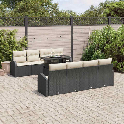 Gartensofa-set mit Kissen mit Kissen 9 pcs Schwarz Poly Rattan