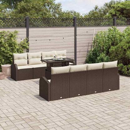 Gartensofa-set mit Kissen mit Speicher 9 pcs Braun Poly Rattan