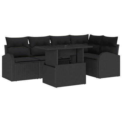 Gartensofa-set mit Kissen mit Kissen 6 pcs Schwarz Poly Rattan