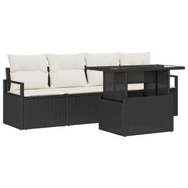 Ensemble de canapés de jardin vidaXL avec rangement 5 pcs noir poly rotin