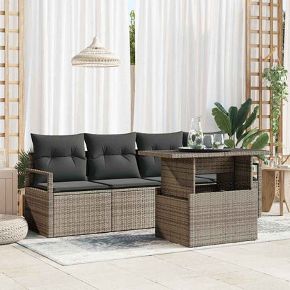 vidaXL Ensemble de canapés de jardin avec rangement 5 pcs Gris Résine tressée