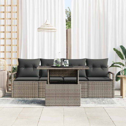 vidaXL Ensemble de canapés de jardin avec rangement 5 pcs Gris Résine tressée