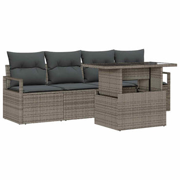 vidaXL Ensemble de canapés de jardin avec rangement 5 pcs Gris Résine tressée