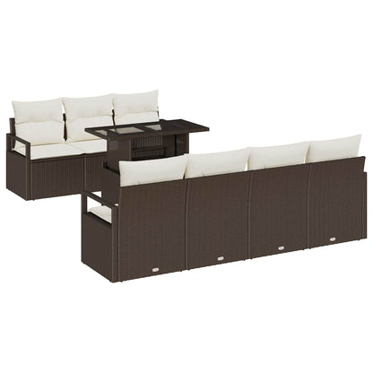 Gartensofa-set mit Kissen mit Speicher 8 pcs Braun Poly Rattan