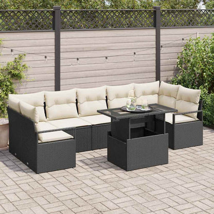 Garten-Sofa-Set mit Speicher 8 pcs Schwarz Poly Rattan