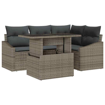 Garten-Sofa-Set mit Kissen mit Speicher mit Kissen 5 pcs Grau